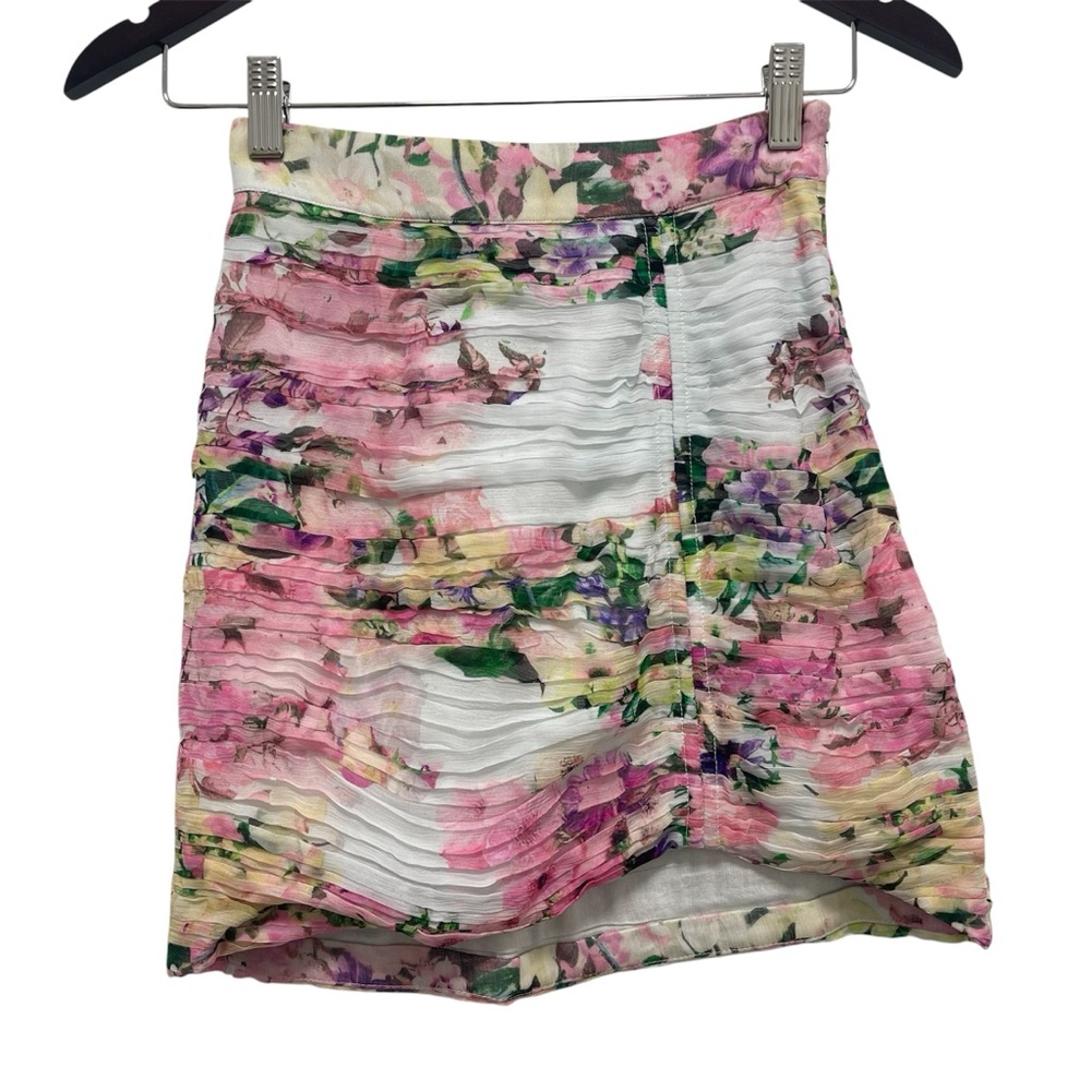 Rococo Sand Mist Pleated Chiffon Powder Blue Pink Mini Skirt Size X-Small